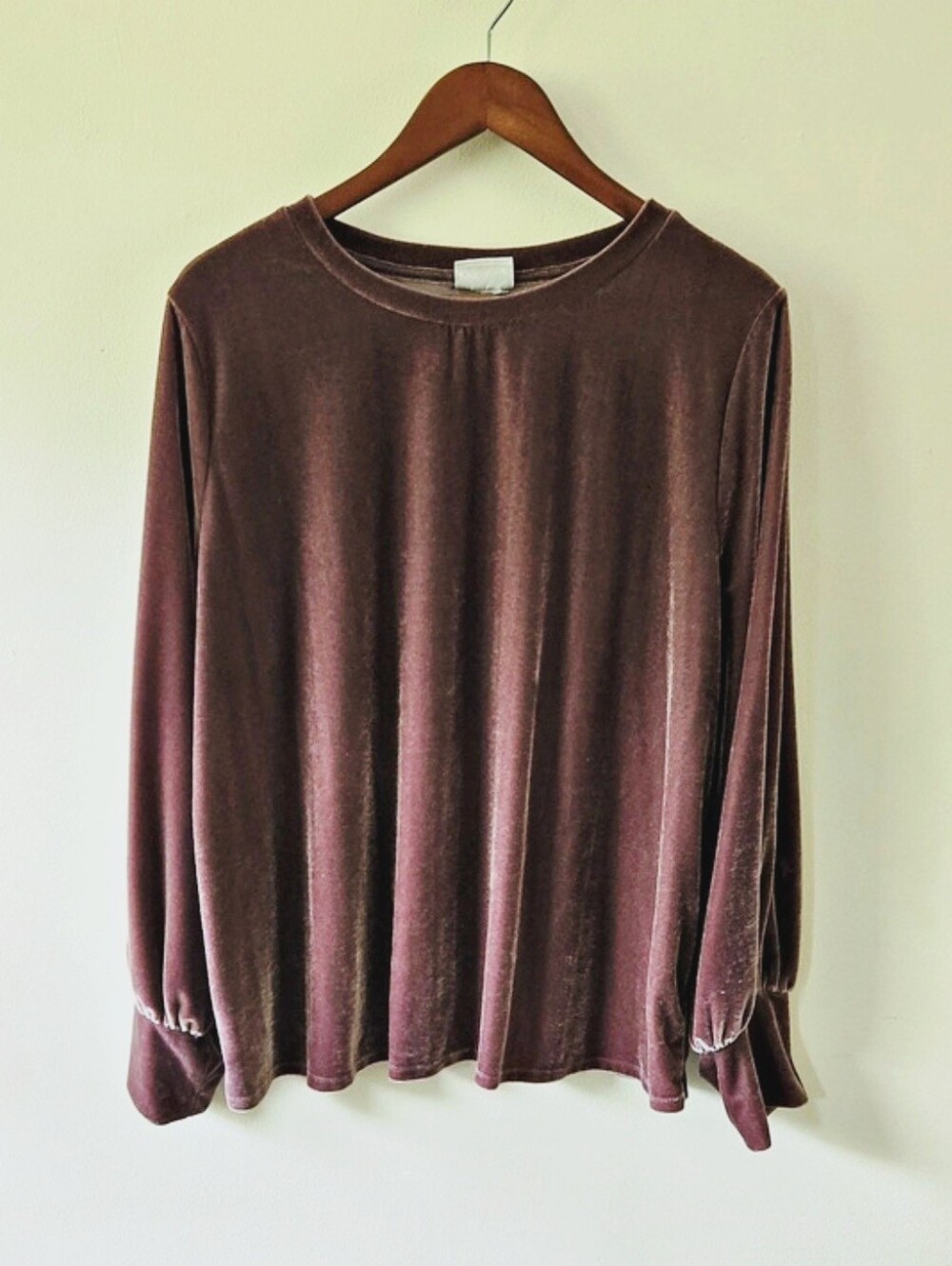 Ava & Viv Velvet Long Sleeve Top Mauve